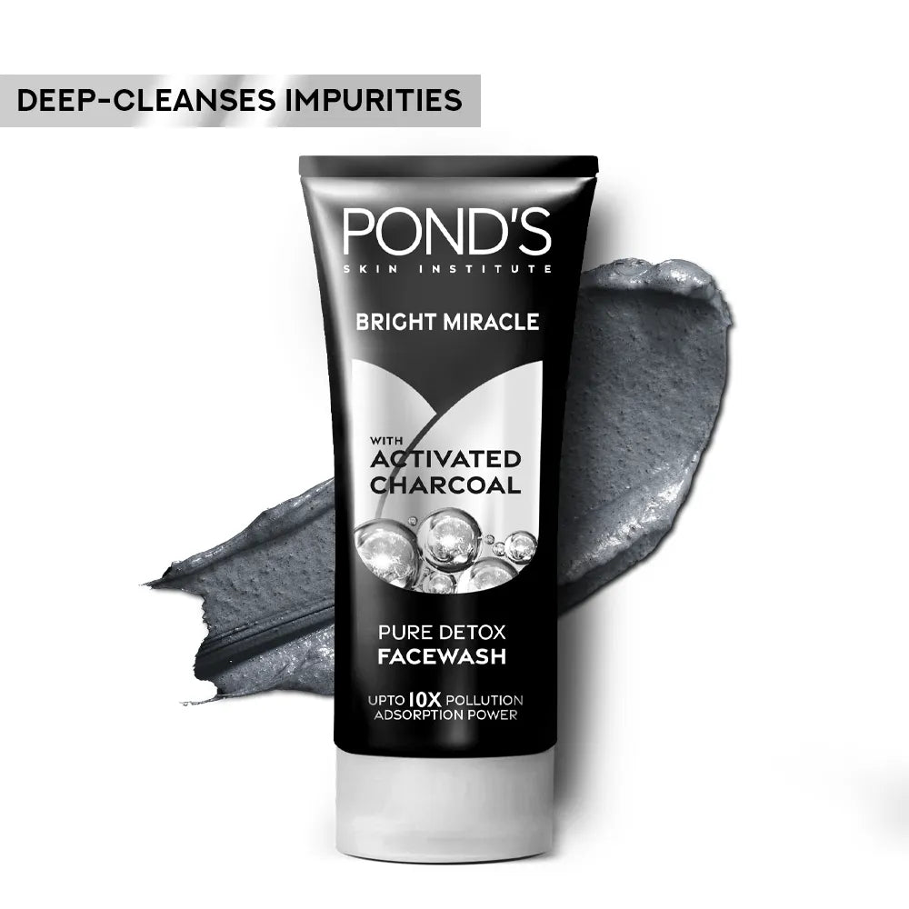 PONDs Bright Miracle Detox Facewash With 10X Power of Charcoal - 100g