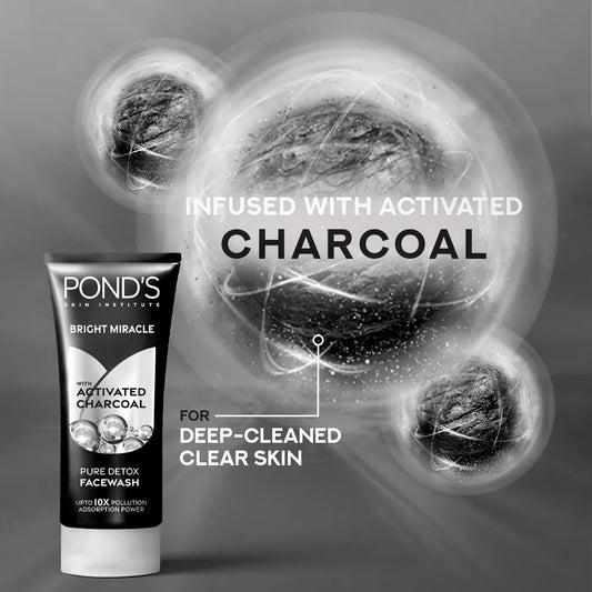 PONDs Bright Miracle Detox Facewash With 10X Power of Charcoal - 100g