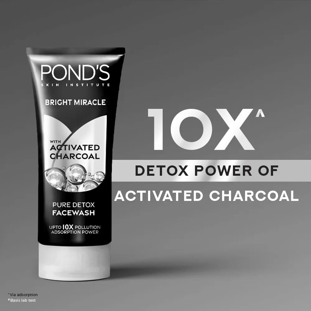 PONDs Bright Miracle Detox Facewash With 10X Power of Charcoal - 100g