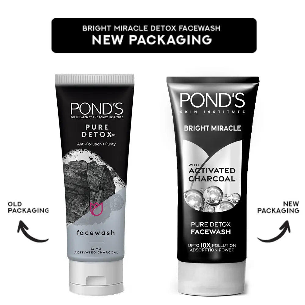 PONDs Bright Miracle Detox Facewash With 10X Power of Charcoal - 100g
