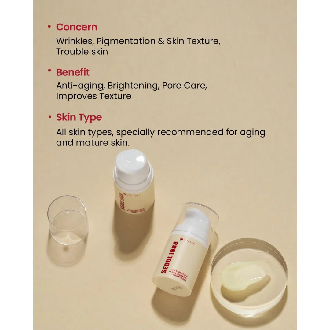 K-Secret SEOUL 1988 Cream Retinal Liposome 1% + Fermented Rice - Benefits 2
