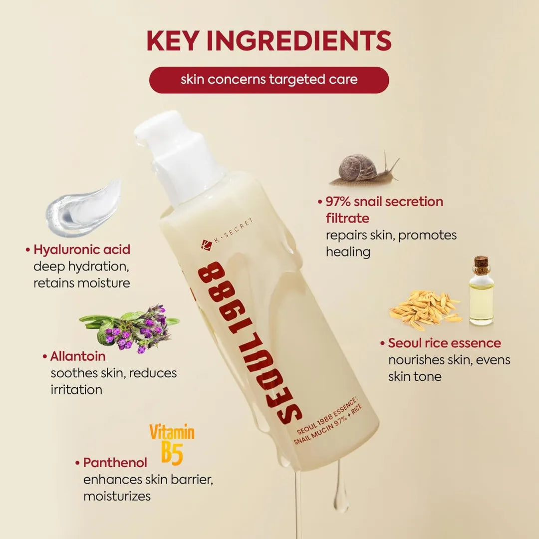 K-Secret SEOUL 1988 Essence Snail Mucin 97% + Rice